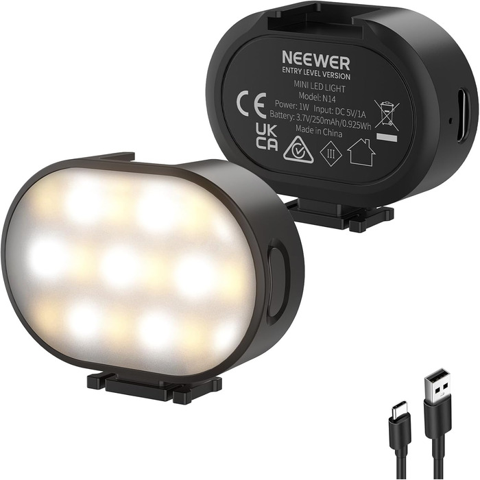 NEEWER RGB LED панель для відеозйомки, 8W, 2700K–7500K, портативна, з регулюванням кольору, CRI 97, 4000mAh, металева, для DSLR, стрімінгу, відеозйомки