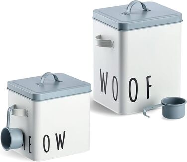 Кормниця для собак Zeller 19218 'Woof', метал, білий/блакитний, 23,4 x 16,2 x 23,2/25,8 см