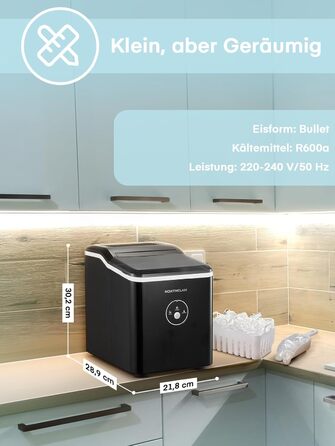 2024 Ice Maker Winner - 14kg Capacity, Fast Ice Production, Quiet Operation, 120W with Scoop & Basket - Compact Ice Maker for Home & Office (Black)