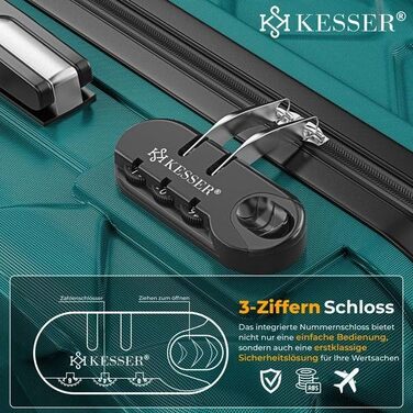 Набір валіз KESSER® 3 шт. | ABS валізи з кодовим замком, ваговою системою та органайзером, 360° обертання | Ручна та велика валіза для подорожей та бізнесу Petrol Teal