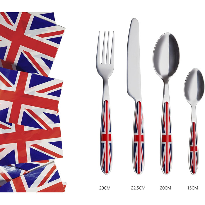 Набір столових приборів Exzact Rostfrei Stahl (16 предметів) з дизайном Union Jack