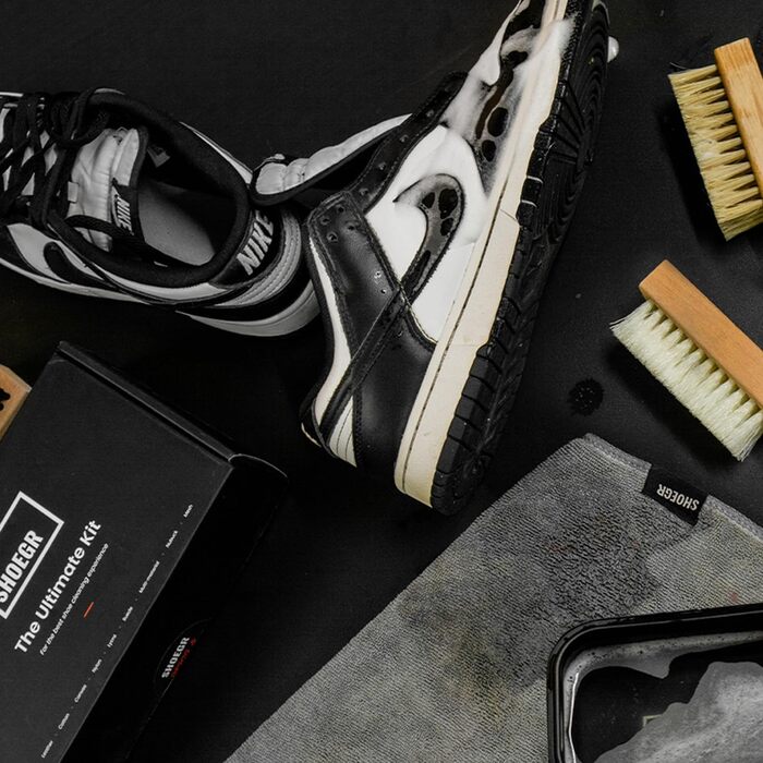 SHOEGR Ultimate Shoe Cleaning Set | Suitable for Sneakers, Nubuk, Canvas, Knit | Shoe Care Set – Cleaning Solution, Brushes, and Microfiber Cloth
