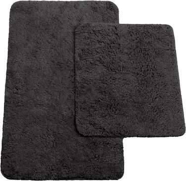 Brandsseller Bath Mat Set - 2 Piece Set (50x80cm & 45x50cm) - Green & Black