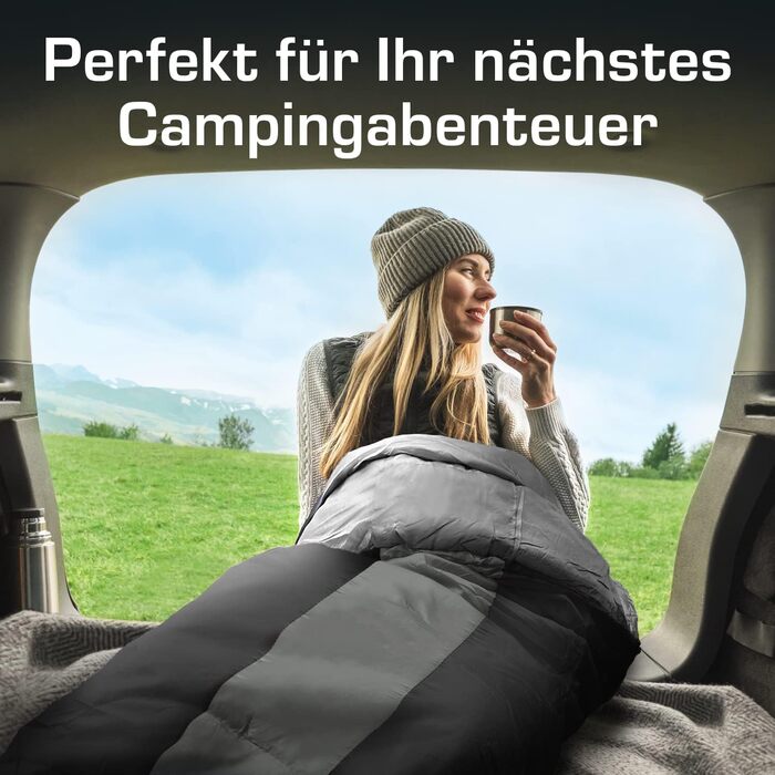 Сплячий мішок Active Era Mumienschlafsack - зимовий та літній, водонепроникний, вітрозахисний, ультралегкий, температурний режим -10°C до 10°C, компактний, для кемпінгу (чорний)