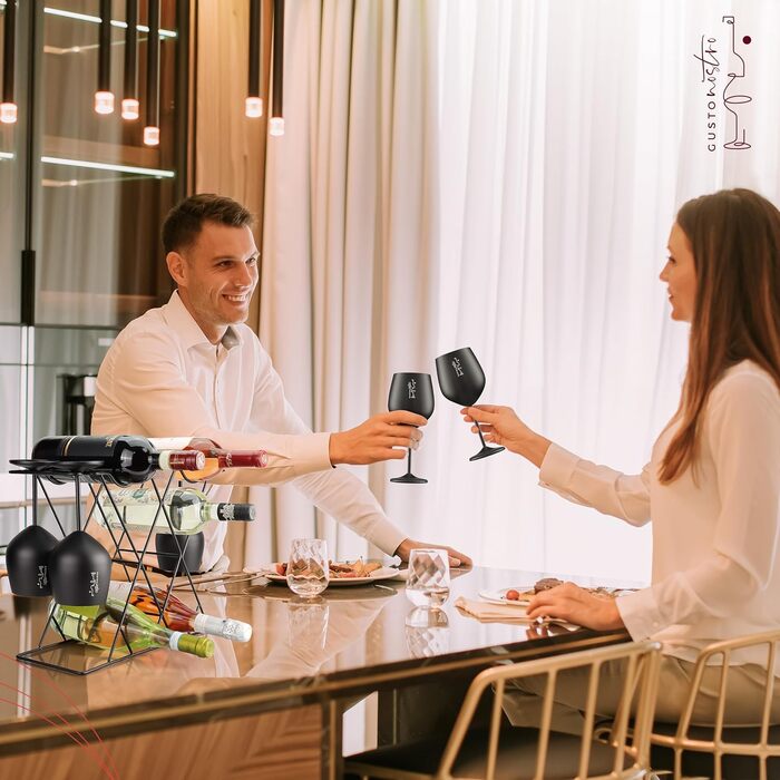 Стильне металеве віноградник Gusto Nostro для столу: 3-рівнева підставка для 8 пляшок вина, для столу, шафи, комори. Без монтажу (Чорний)