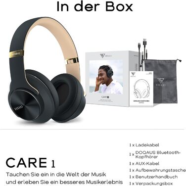 DOQAUS Bluetooth навушники Over-Ear з триманням заряду до 90 годин, 3 режими EQ, HiFi стерео, складні, з мікрофоном, м'які амбушури для подорожей/офісу/телефону/ПК/ноутбуків (Асфальтово-сірий)