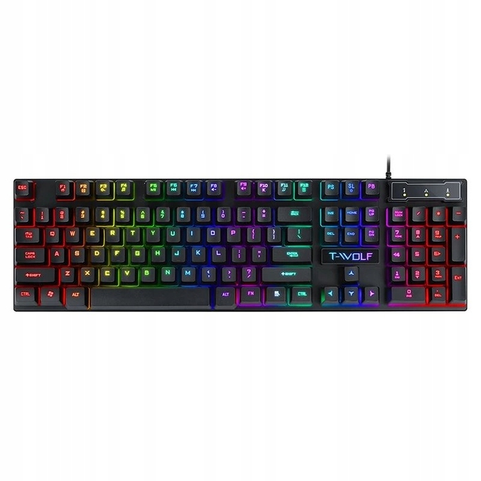 Мембранна підсвічена клавіатура T-WOLF TF20, USB, чорна