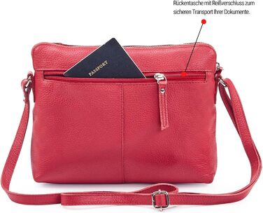 Сумка через плече Wise Owl з натуральної шкіри: жіноча та чоловіча, червона Nappa, 5 відділень на блискавці