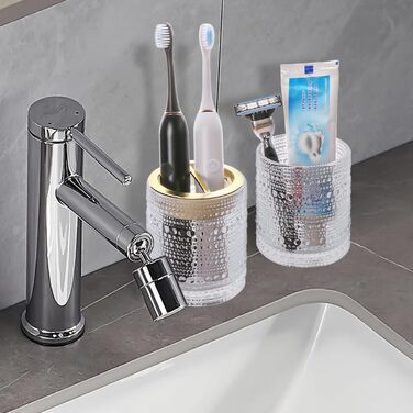 Bathroom Toothbrush Holder, Clear Glass, Toothbrush and Toothpaste Holder, 284 ml, Bathroom Storage Cup for Toothbrush, Makeup Brushes (colors) (Transparent)