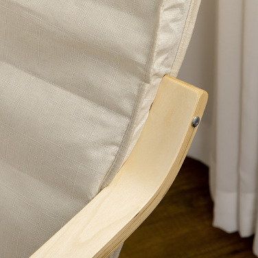 HOMCOM Recliner Chair with Cushion, 5-Position Footrest, Birch Wood Frame, Supports up to 120 kg (265 lbs), 66.5 x 94 x 100 cm (26 x 37 x 39 inches), Cream White