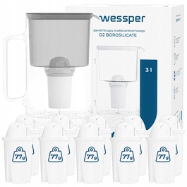 Скляний фільтр-кувшин Wessper D2 BOROSILICATE 3л, сірий + 11 фільтрів