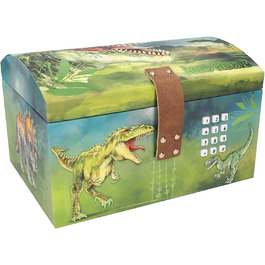 Скриня з кодовим замком, світлом і звуком Depesche Dino World, 15×20×12,5 см, чорна, для зберігання коштовностей і секретів