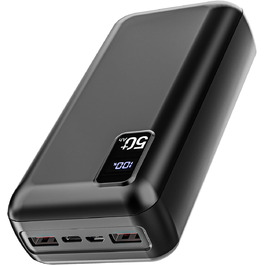 Портативний зарядний пристрій Power Bank 60000mAh з LED-дисплеєм та 4 виходами USB-C, 22.5W, для більшості електронних пристроїв (Y67)