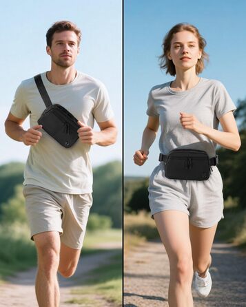 Гірчатка поясна 2L Mokze для чоловіків та жінок - стильна поясна сумка з регульованим ремінком, водонепроникна, для бігу, їзди на велосипеді, подорожей, темно-синій (чорний)