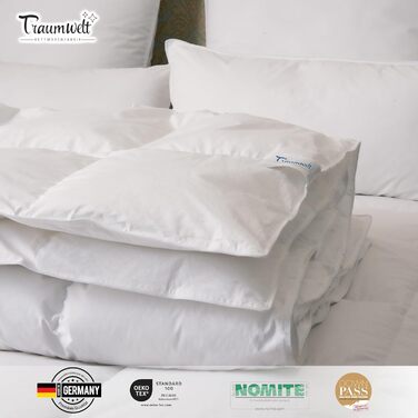 Dreamworld Nature Duvet - Made in Germany - 200x200 cm down duvet made of 90% down and 10% feathers, winter duvet, suitable for allergy sufferers (nomite), Öko-Tex 100 Class 1 certified, Downpass 200 x 200 cm winter duvet
