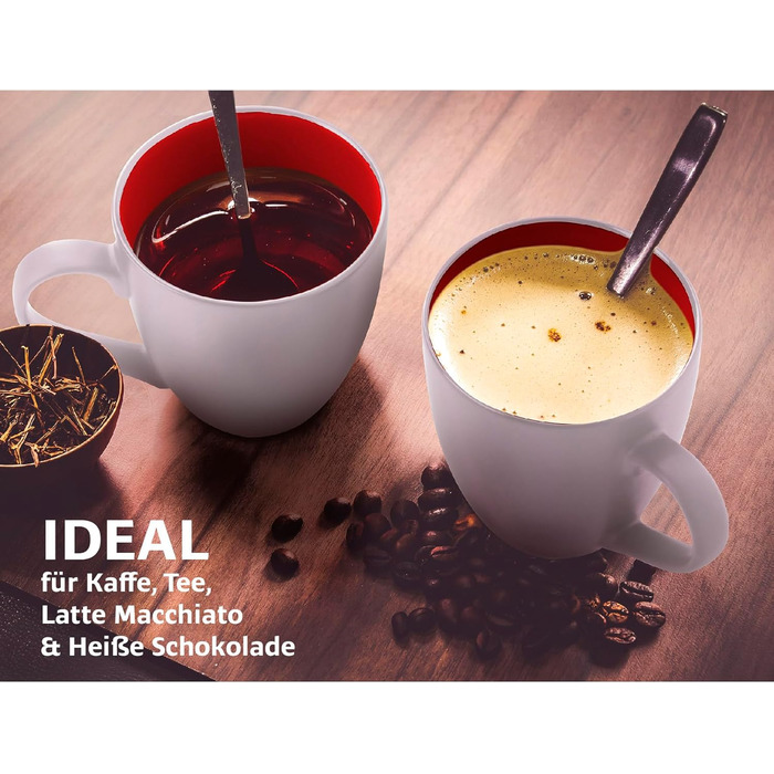 Набір кавових чашок/кавових стаканів Miamio Le Papillon (6 шт, 350 мл) - Біло-червоний