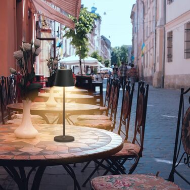 LED акумуляторна настільна лампа K-Bright диммер | для дому та вулиці | тепле світло | з USB зарядкою | антрацит