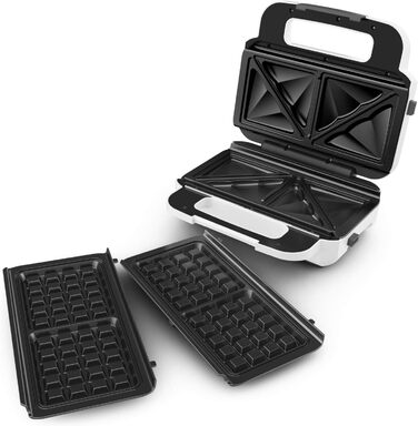 Tefal SW7011 Snack XL Sandwich Maker & Waffle Iron | 2 non-stick platesets | Extra deep shape | Plates are dishwasher safe | Includes recipe booklet | 850W | 27.6 x 23.8 x 9.8 cm Single