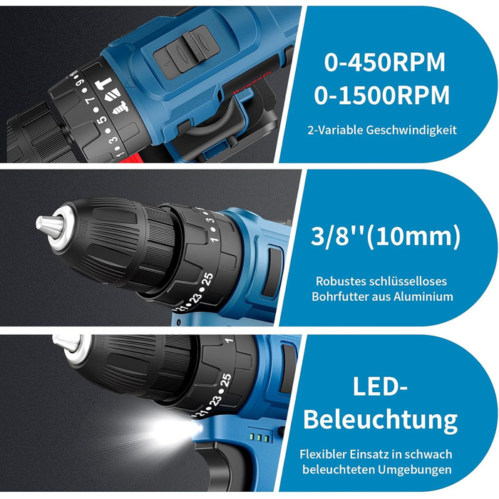 Акумуляторний шурупокрут Bogseth 21V з набором інструментів 112 шт. для дому та саду