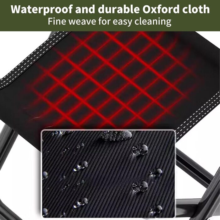 Зручний складаний туристичний пуф з сумкою для зберігання, 30 см (Чорний)