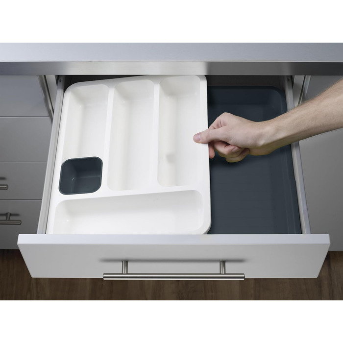 Органайзер для столових приборів DrawerStore (Сірий/Сірий) - Піддон для кухонних ящиків