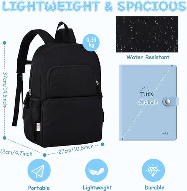 Дитячий рюкзак RAVUO для дівчаток та хлопчиків, шкільний рюкзак з нагрудним ременем, рюкзак для дітей 3-8 років (Чорний)