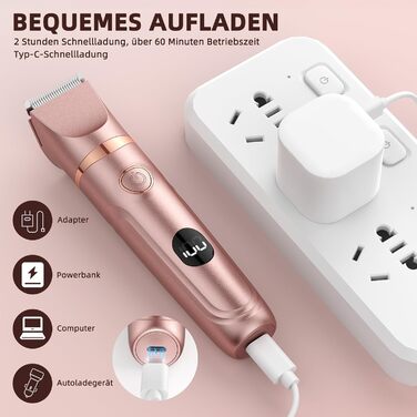 Електричний тример для бікіні Lady Shaver 3-в-1 для жінок: ноги, тіло, інтимна зона. Безпечний для чутливої шкіри. Rose Gold