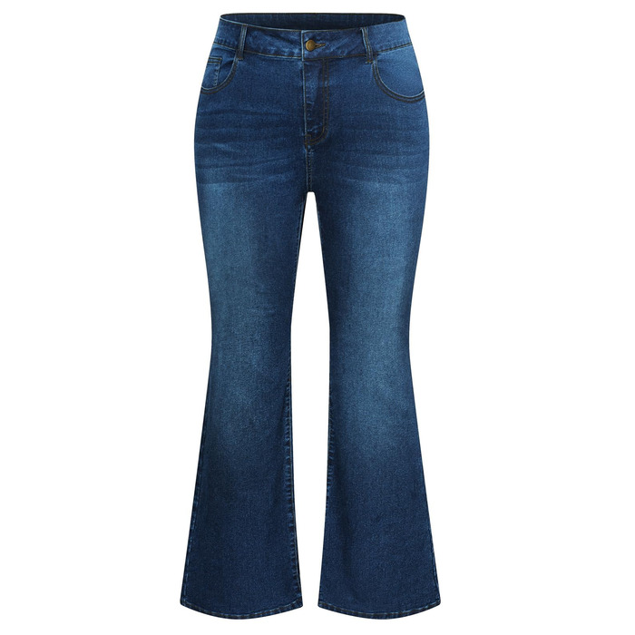 Жіночі джинси Bootcut Hanna Nikole великого розміру, висока талія, блакитний денім, еластичні