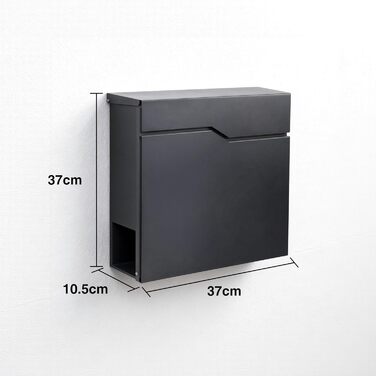 Поштовий ящик Zedelmaier з газетницею Anthrazit RAL 7016: Персоналізований настінний поштовий ящик з нержавіючою табличкою та 3D номером будинку, сучасний, стійкий до погодних умов, подвійне порошкове покриття