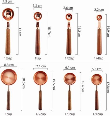 Cieeo 2-piece baking tool set, measuring cups, the cook, liquids, measuring cup, measuring spoon, measuring spoons, flour, kitchenware, measuring spoons, baking, measuring spoons and cup, stainless steel, golden.