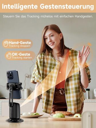 Rollei Easy Creator Desktop: Стабілізатор відео для смартфонів з AI-трекінгом, 360° обертання, вбудований акумулятор, для TikTok Live Streaming