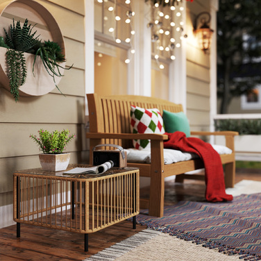 Столик Outsunny з ротангу Polyrattan, 65 x 65 x 43 см, стійкий до погодних умов, квадратний столик для тераси, журнальний столик для балкону, садові меблі для саду, тераси, балкону, з натуральним деревом | Aosom