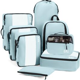 Органайзер для валізи MURISE, 8 шт. - Packing Cubes для подорожей, сумки-органайзери для валізи, з мішком для взуття та косметичкою, система організації, Travel Essentials, (Світло-блакитний)
