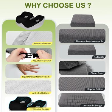 Ортопедична подушка для сидіння з Memory Foam для спини, куприка та при болях в попереку. Антиковзка, знімний чохол.