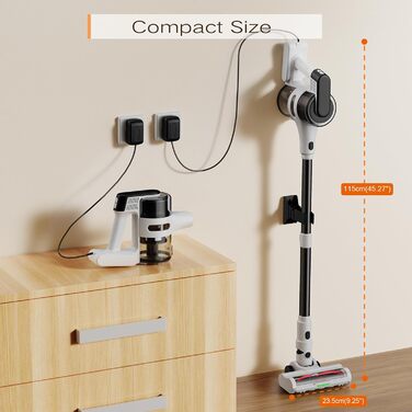 Потужний бездротовий пилосос S5, 30 kPa, великий акумулятор, 55 хв роботи, 1 л контейнер для пилу, для твердих підлог, килимів та шерсті тварин в усьому домі