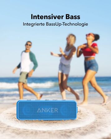 Портативна Bluetooth колонка Anker SoundCore 2, блакитна: потужний звук, глибокий бас, 24 год роботи, водонепроникність IPX7, сумісна з iPhone, Galaxy