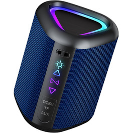 Портативна Bluetooth колонка Aowoka з підсвічуванням, 30 Вт, водонепроникна IPX7, покращений бас, Bluetooth 5.4, для подорожей, спорту, вечірок, велосипеду (синій та чорний)