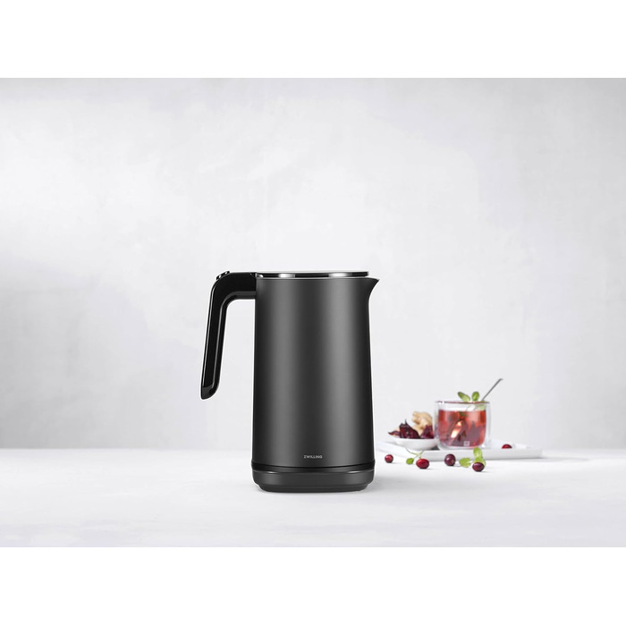 ZWILLING ENFINIGY Water Kettle Pro with Temperature Setting, Stainless Steel Scale Filter & Keep-Warm Function, 1850 Watts, 1.5 Liters, Black