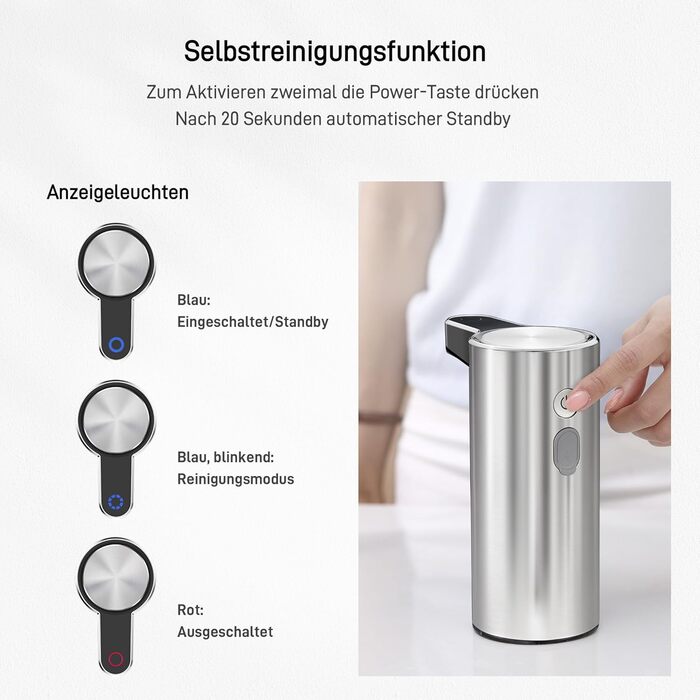 Automatic Soap Dispenser with Window - Infrared Sensor, 250ml, USB Rechargeable, Waterproof, Adjustable Dosage, Drip-Free, for Kitchen & Bathroom - Matte Black (Silver)