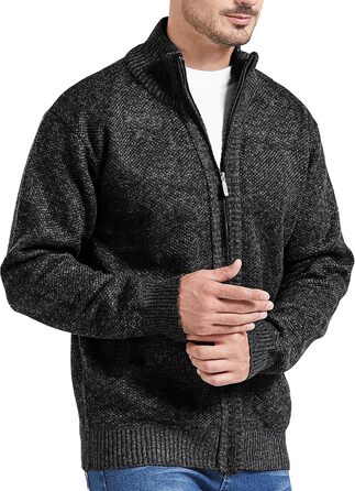 Кардиган чоловічий GESTORE: стильна чоловіча куртка-кардиган, флісова чоловіча куртка, чоловічий светр, сірий колір (XL, чорний)