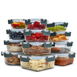 Набір скляних контейнерів з кришками Uandu (24 шт) Borosilicate, для зберігання їжі та Meal Prep, антрацит
