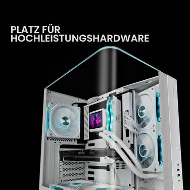 Ігровий корпус Mars Gaming MC-3TCORE MC-INFINIO LITE ATX, панорамне скло, підтримка рідкого охолодження, білий