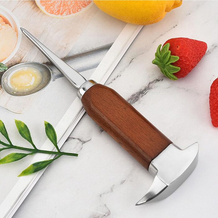 Stainless steel ice pick, 1 x 17 cm, with wooden handle, portable Japanese-style ice hammer, ice pick tool for bars, kitchens, picnics, camping (U126-1)