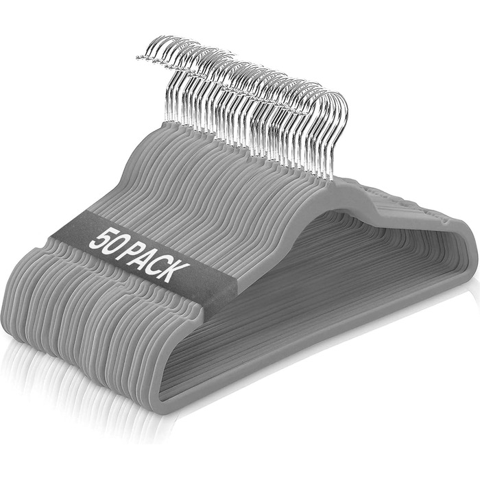 Вішалки для одягу Ediesi, 50 шт., сірі, з м'яким покриттям, для штанів, сорочок, спідниць, костюмів (без кріплення для краваток)