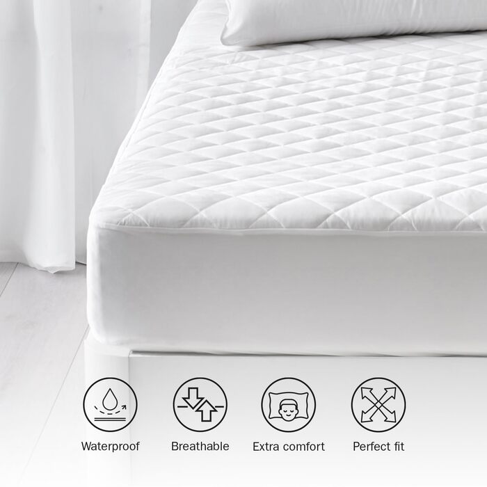 Pikolin Home - Padded Mattress Protector Cover with Waterproof and Breathable Membrane, Pillowcase 105 - 105 x 190/200 cm