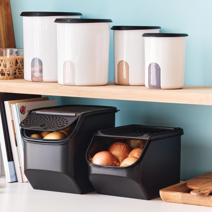Tupperware Set - PotatoSmart 8.3L, OnionSmart 5.5L & GarlicSmart 2.3L - Innovative potato, onion & garlic containers with optimal air circulation - Stackable design - dishwasher safe