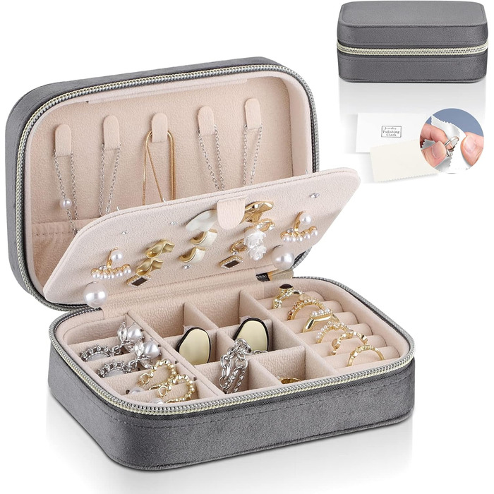 Скринька для прикрас Firelex: компактний органайзер для зберігання ювелірних виробів, сірий колір