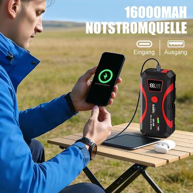 Powerbank для авто Starthilfe 2000A, 12V, з LCD екраном та LED ліхтариком, для бензинових та дизельних двигунів (до 7L/4L)