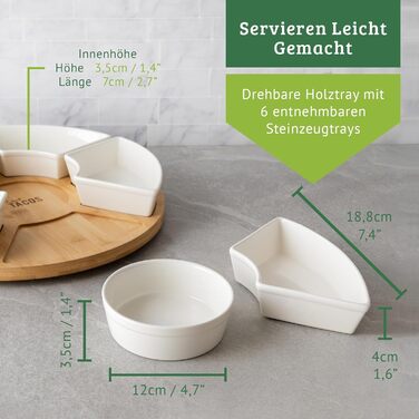 Ceramic Taco Serving Platter - Divided Serving Tray for Taco Tuesday Lazy Susan Taco Bar - Chip and Dip Serving Set for Party - Appetizer Serving Tray for Salsa, Snacks (33 cm)