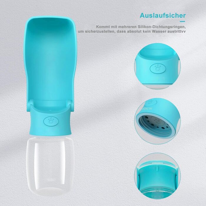 Вода для собак на ходу: пляшка-поїльник 570 мл або 350 мл, для цуценят та собак різних розмірів, блакитна